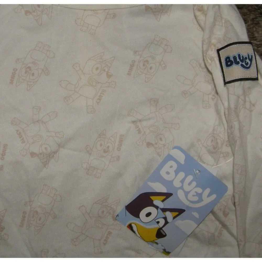 NEW Boys Sz 12 Months BLUEY Embroidered Overalls & Long Sleeve Shirt 2 Pc Outfit
